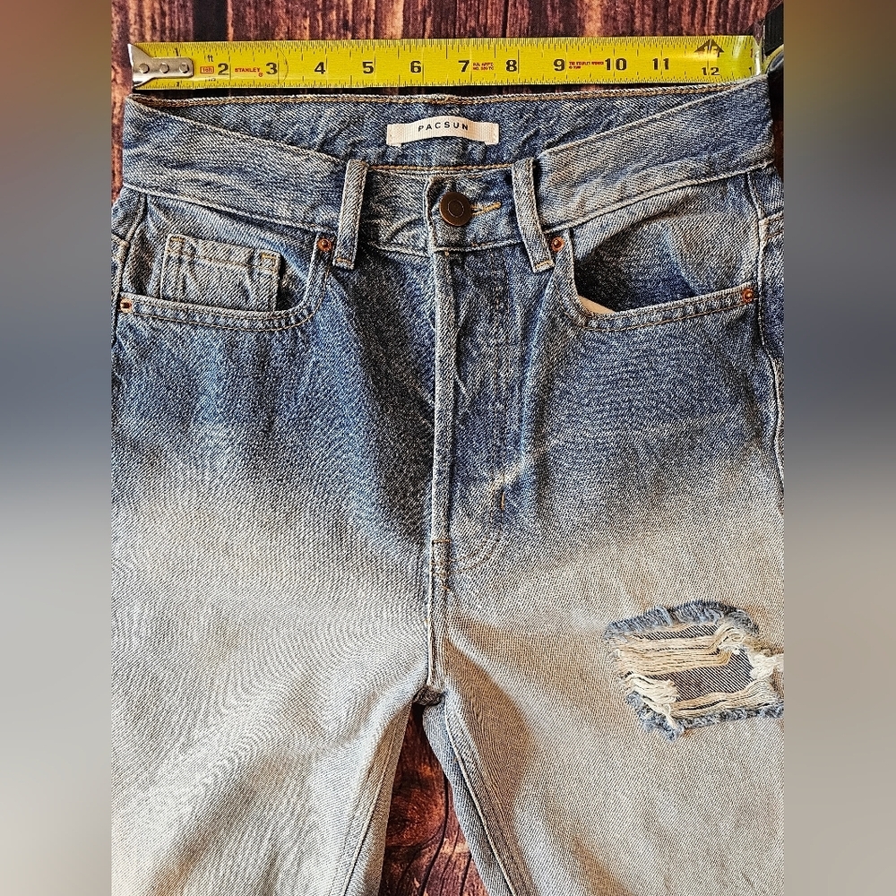 Pacsun Women's Size 25 Ultra High Rise Slim button fly Denim Jeans Distressed - Picture 6 of 8